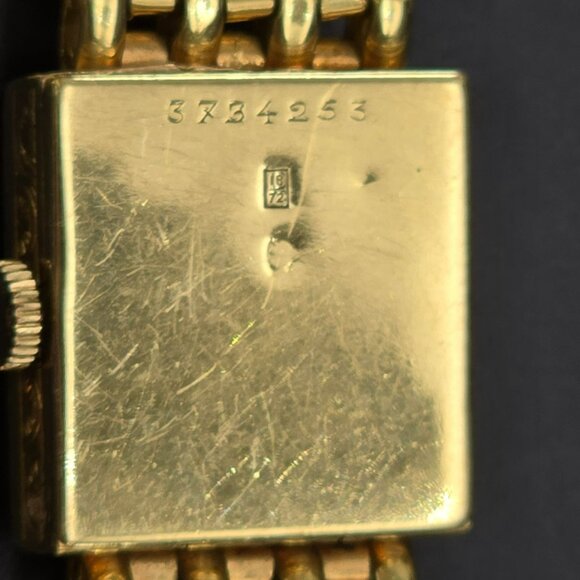 Vintage 18k Gold Womens Square Diamond Watch with Safety Chain HS173 - Picture 15 of 15